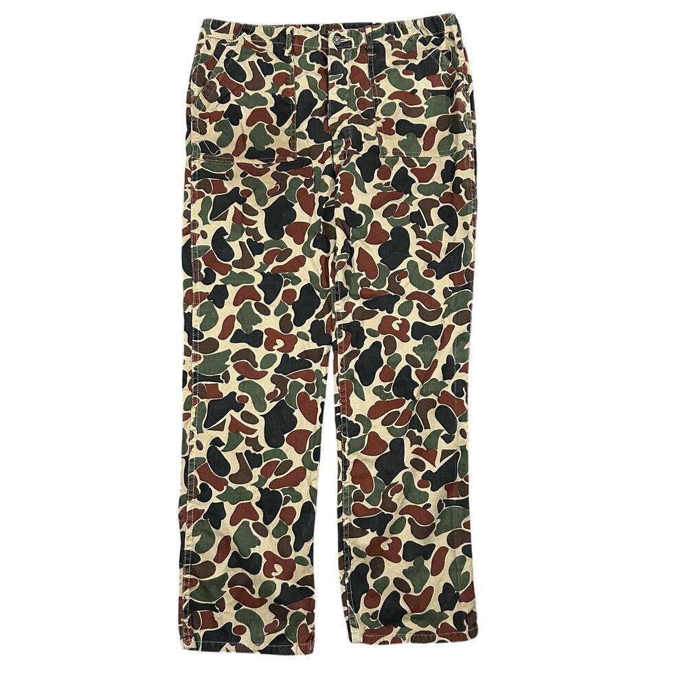 Vintage Duck Camo Hunting Pants 36x30 Button Fly Field Cargo Pants Outdoor Camo